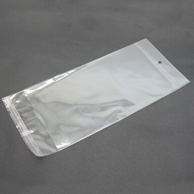 Transparent Self-Adhesive CPP Bags with Hanging Hole, 6 x 10 cm + 2 cm Flap, Pack of 100