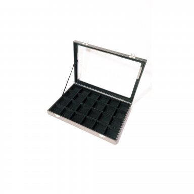 Jewelry Display Case with Glass Lid, Black Velvet, 25 x 35 cm Jewelry Display Case with Glass Lid, Black Velvet, 25 x 35 cm