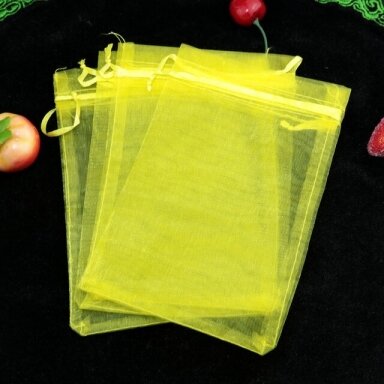 Yellow Organza Gift Bags, 9 x 12 cm, Pack of 100