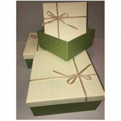 Dovanų dėžutė 18 x 18 x 9,5 cm (mod 6) -  popierinė, dvispalvė, dviejų dalių, 3 vnt komplektas