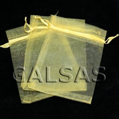 Papuošalų maišeliai iš organzos, 9 x 12 cm - juvelyrikai, bižuterijai, papuošalams. Spalva-prislopinto aukso.