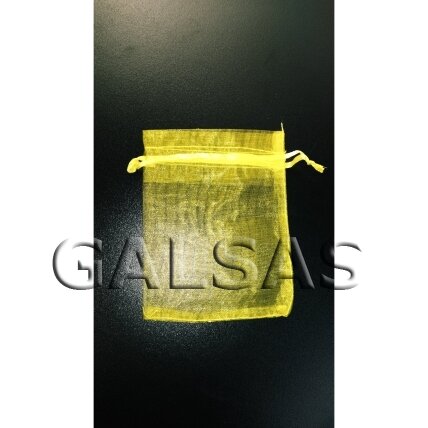 Papuošalų maišeliai - organza, "geltona citrina" spalva, 9 x 12 cm - juvelyrikos, bižuterijos papuošalų pakavimui. 1