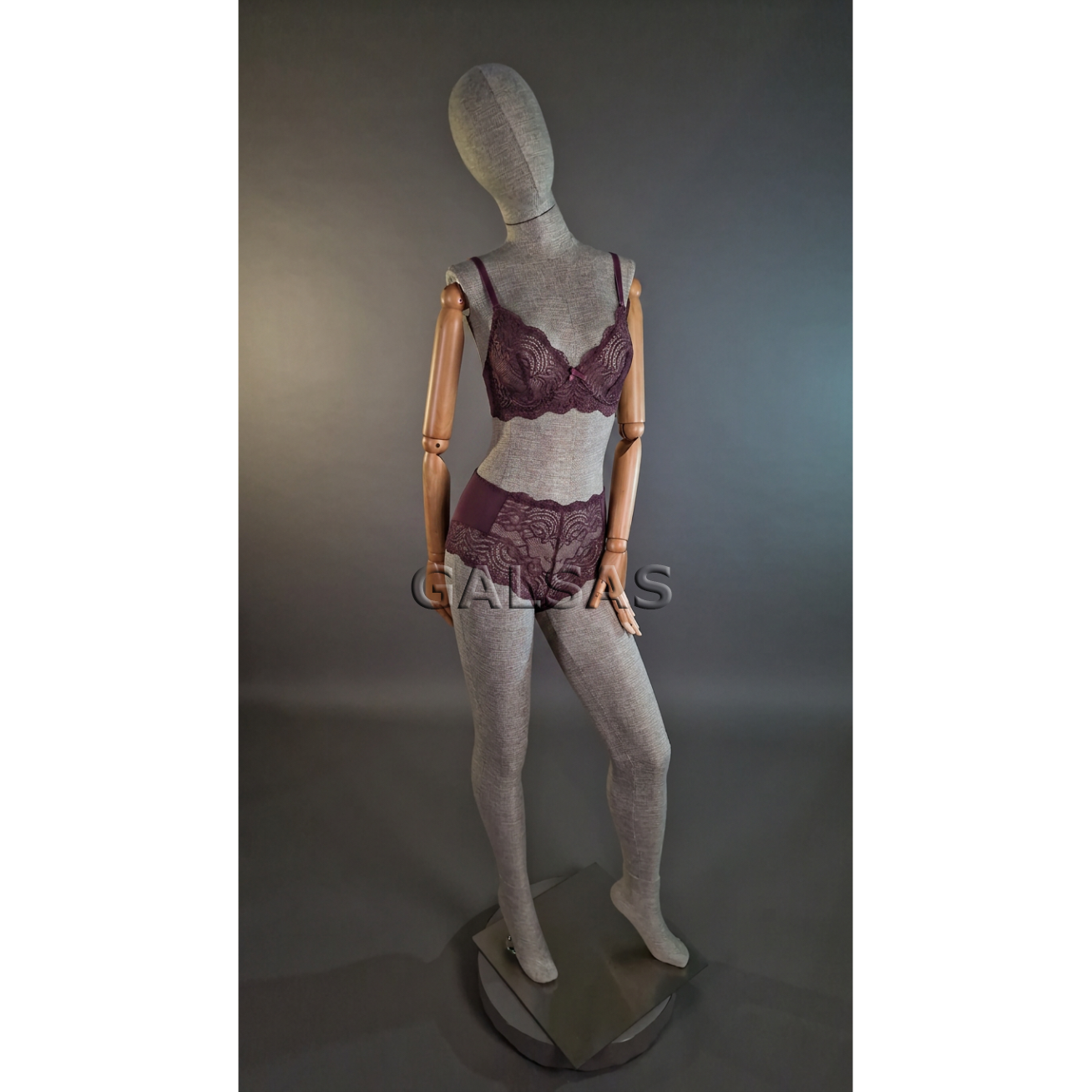 Full-Body Linen-Covered Female Mannequin with Wooden Arms. For Clothing Retail, Exhibitions, and Stores 4