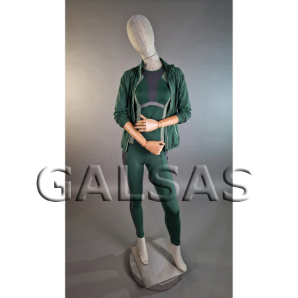 Full-Body Linen-Covered Female Mannequin with Wooden Arms. For Clothing Retail, Exhibitions, and Stores 8