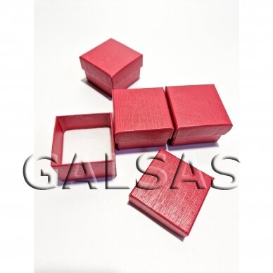 Dovanų dėžutė 5 x 5 x 3  cm(h) - raudona, popierinė, dviejų dalių - žiedams, juvelyrikai, papuošalams, bižuterijai.