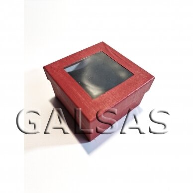 Dovanų pakavimo dėžutė su langeliu 9 x 9 x 5 cm(h) - popierinė - Raudona spalva