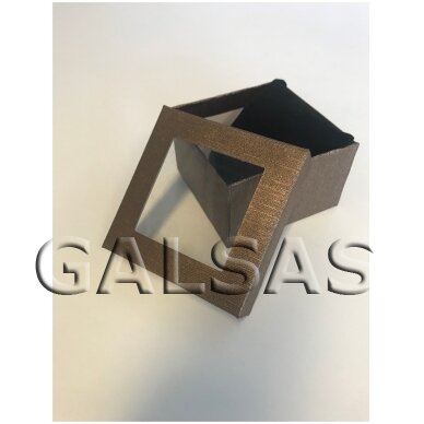Dovanų dėžutė su langeliu 9 x 9 x 5 cm(h) - popierinė, dviejų dalių - Ruda Spalva