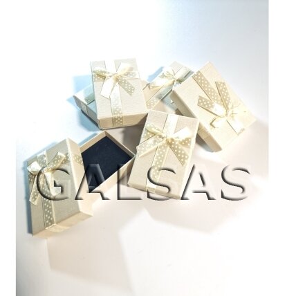 Paper Gift Box with Bow, Ivory, 5 x 8 x 2.2 cm, Pack of 24 3