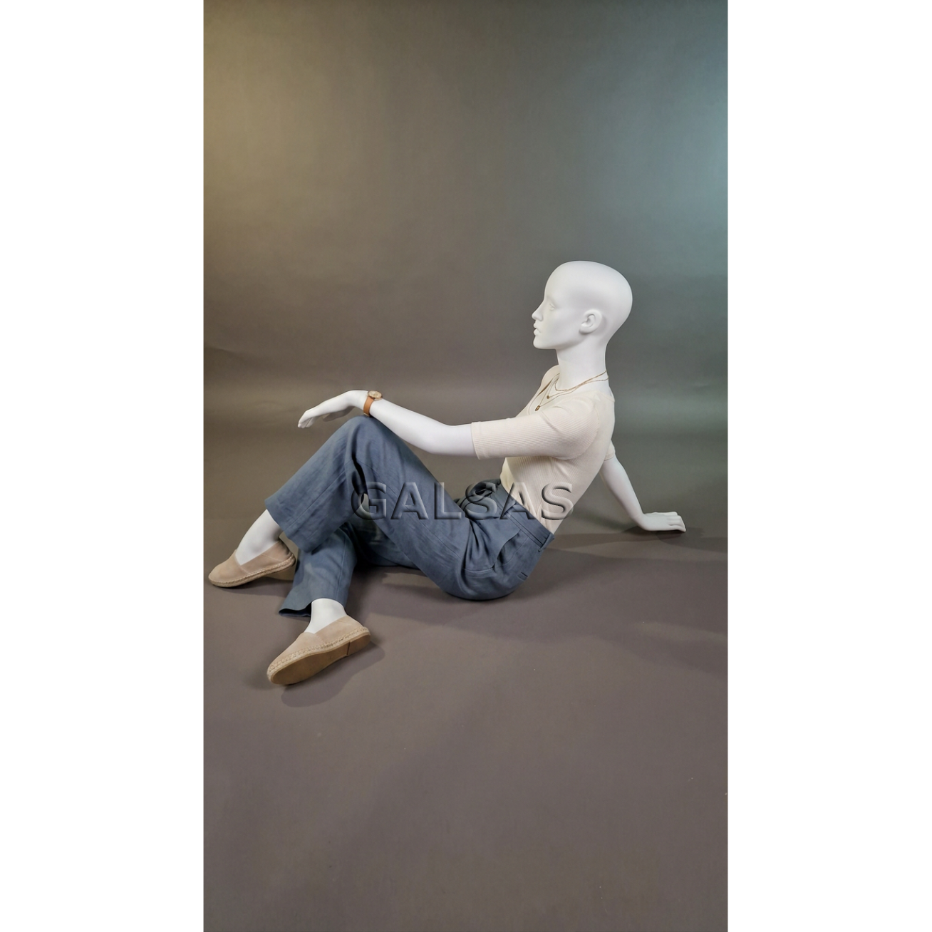 Seated Female Full-Body Mannequin ST84-SED, Matte White, Plastic 12
