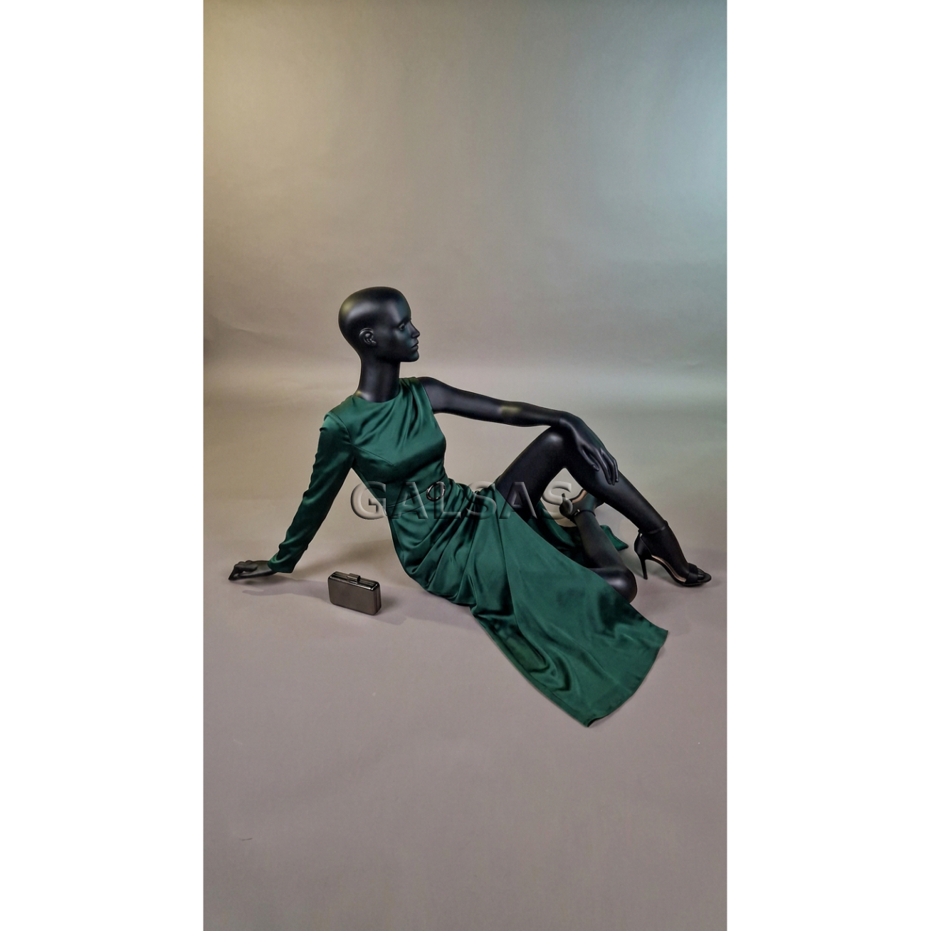 Seated Mannequin ST83-SED - female, full-body, black, matte. Plastic 6 Seated Mannequin ST83-SED - female, full-body, black, matte. Plastic 6