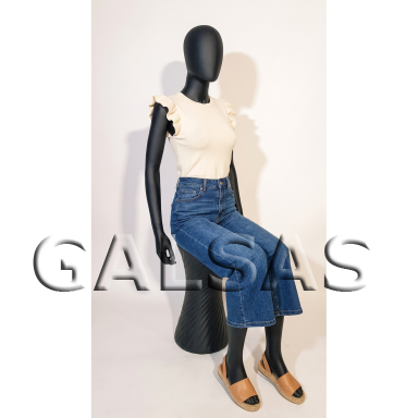 Seated Mannequin MOT-TF2-J - female, full-body, matte black. Plastic Seated Mannequin MOT-TF2-J - female, full-body, matte black. Plastic