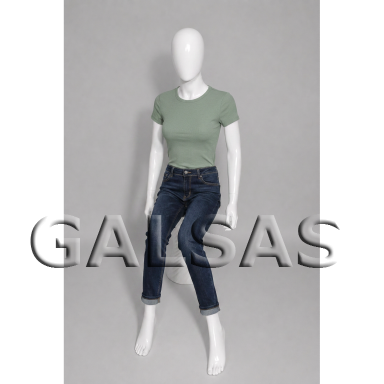 Seated Female Full-Body Mannequin TF2-B-MAT, Glossy White. Plastic Seated Female Full-Body Mannequin TF2-B-MAT, Glossy White. Plastic