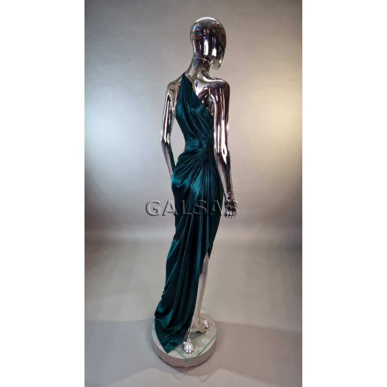 Silver Featureless Female Full-Body Mannequin, Model BF1-SILVER. Plastic. 3