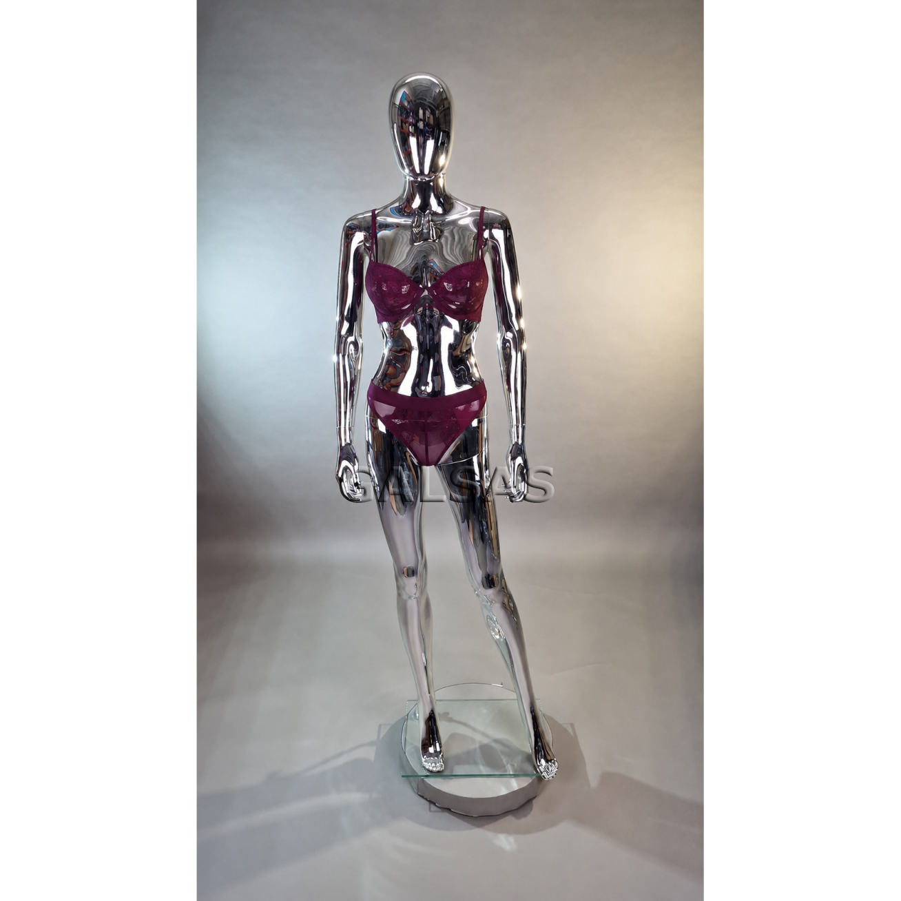 Silver Featureless Female Full-Body Mannequin, Model BF1-SILVER. Plastic. 5