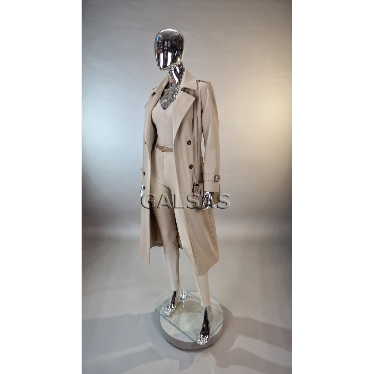 Silver Featureless Female Full-Body Mannequin, Model BF1-SILVER. Plastic. 9 Silver Featureless Female Full-Body Mannequin, Model BF1-SILVER. Plastic. 9