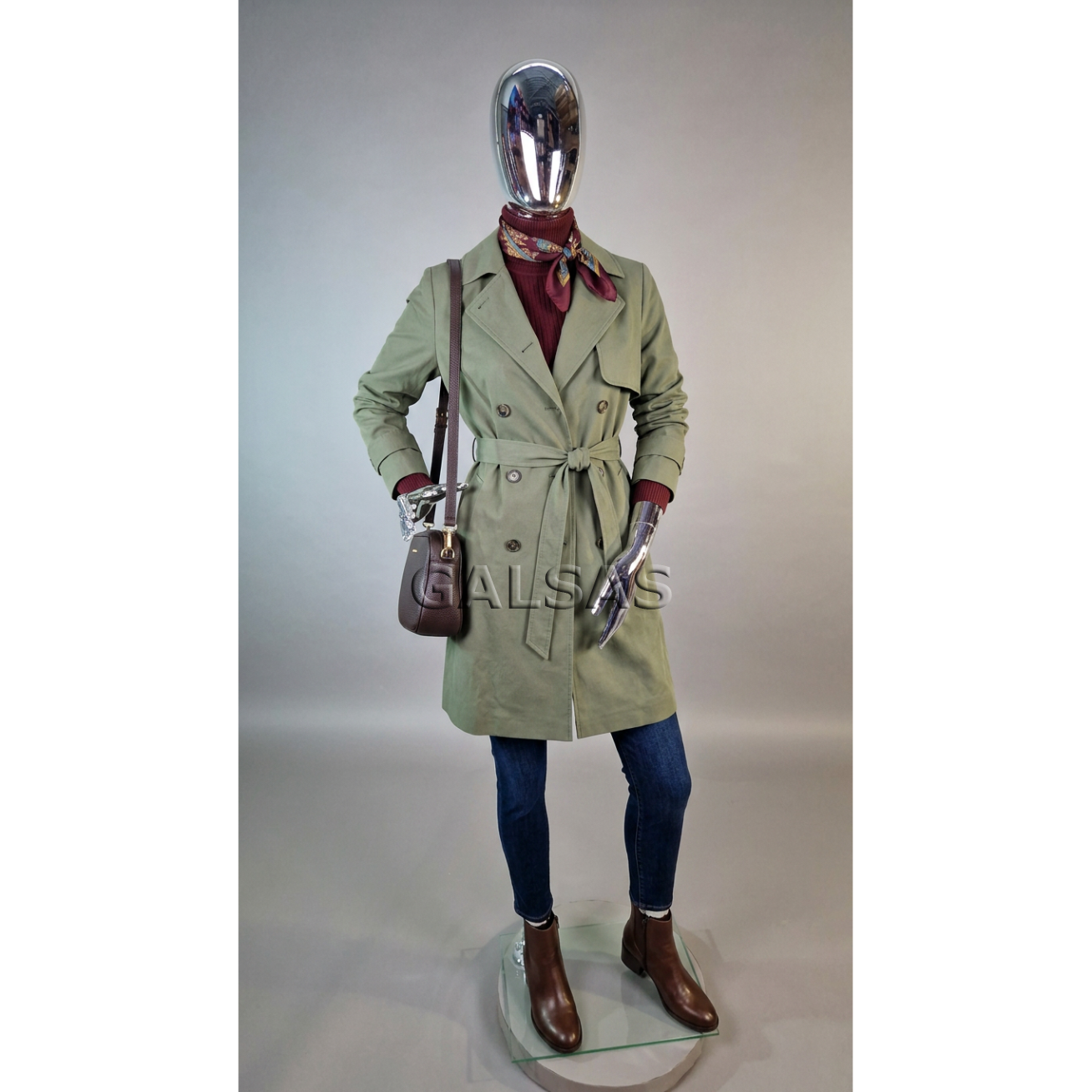 Silver Female Full-Body Mannequin, BF5-SILVER - Full-Body, Featureless Face. Plastic. 1