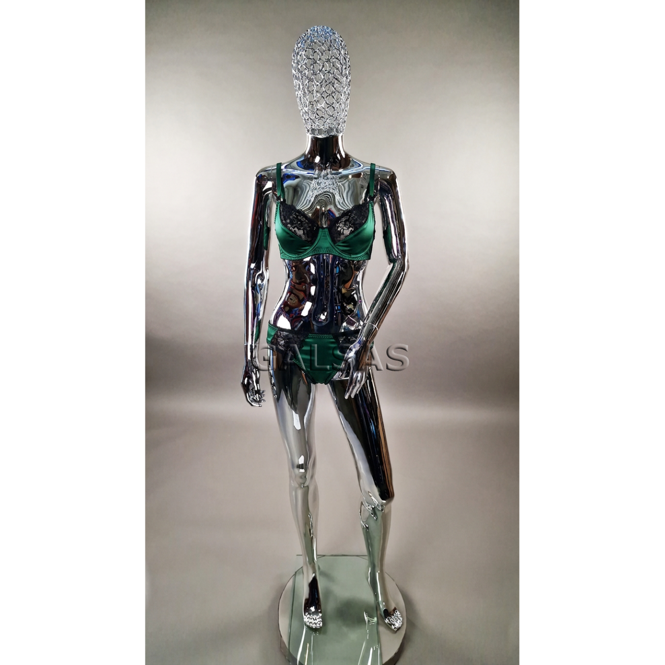 Silver Female Mannequin with Woven Mesh Head - BF3-TINKL-SILVER 8
