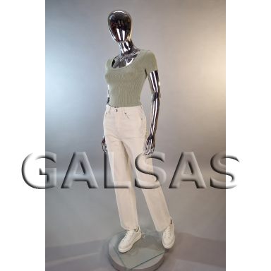 Silver Female Full-Body Mannequin, BF2-SILVER, Featureless Silver Female Full-Body Mannequin, BF2-SILVER, Featureless
