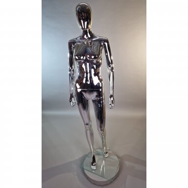 Silver Female Full-Body Mannequin, BF2-SILVER, Featureless Silver Female Full-Body Mannequin, BF2-SILVER, Featureless