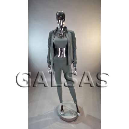 Silver Featureless Female Full-Body Mannequin, Model BF1-SILVER. Plastic. 1 Silver Featureless Female Full-Body Mannequin, Model BF1-SILVER. Plastic. 1