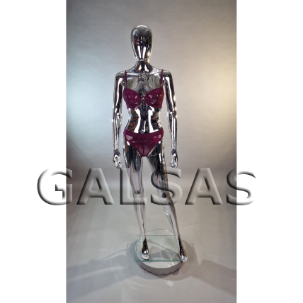 Silver Featureless Female Full-Body Mannequin, Model BF1-SILVER. Plastic. 5
