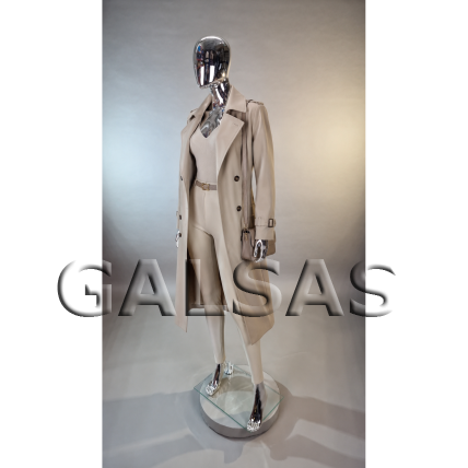 Silver Featureless Female Full-Body Mannequin, Model BF1-SILVER. Plastic. 9