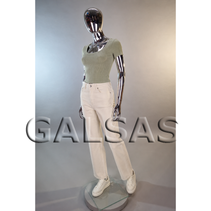 Silver Female Full-Body Mannequin, BF2-SILVER, Featureless 1