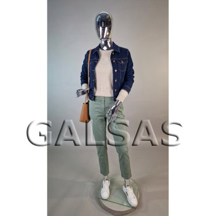 Silver Female Full-Body Mannequin, BF5-SILVER - Full-Body, Featureless Face. Plastic. 3 Silver Female Full-Body Mannequin, BF5-SILVER - Full-Body, Featureless Face. Plastic. 3