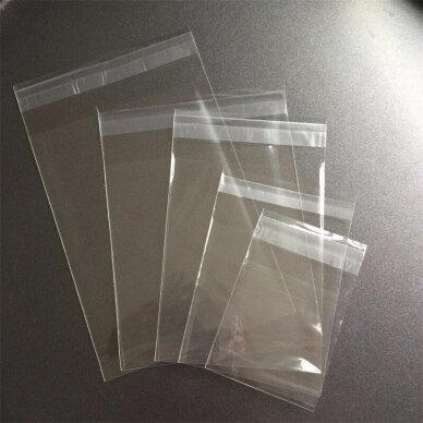 Skaidrūs CPP maišeliai su lipnia juosta - 50 x 100 mm - be skylutės pakabinimui