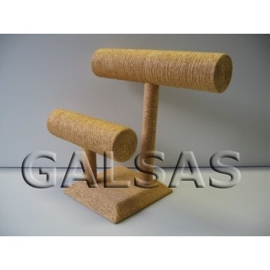 Two-Tier Jewelry Display Stand for Bracelets, Chains, Watches, and Other Jewelry. Wrapped in Natural Rope in a Yellowish Color. Two-Tier Jewelry Display Stand for Bracelets, Chains, Watches, and Other Jewelry. Wrapped in Natural Rope in a Yellowish Color.