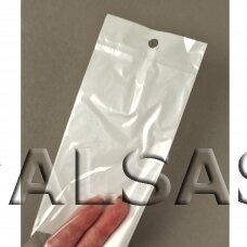 Прозрачные пакеты с клейкой лентой - 4 x 8 +3 см - с белой задней стенкой и отверстием