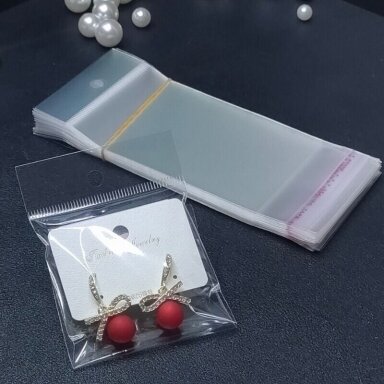 Transparent Self-Adhesive CPP Bags with Hanging Hole, 14 x 18 cm, Pack of 100