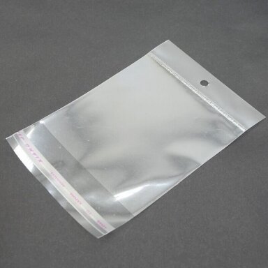 Transparent Self-Adhesive CPP Bags with Hanging Hole, 8 x 9 cm + 2 cm Flap, Pack of 100