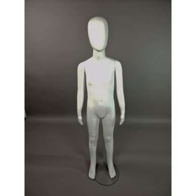 Vaikas manekenas VAI-B-BLI-135 - pilno ūgio, baltas blizgus plastikas, aukštis 135 cm