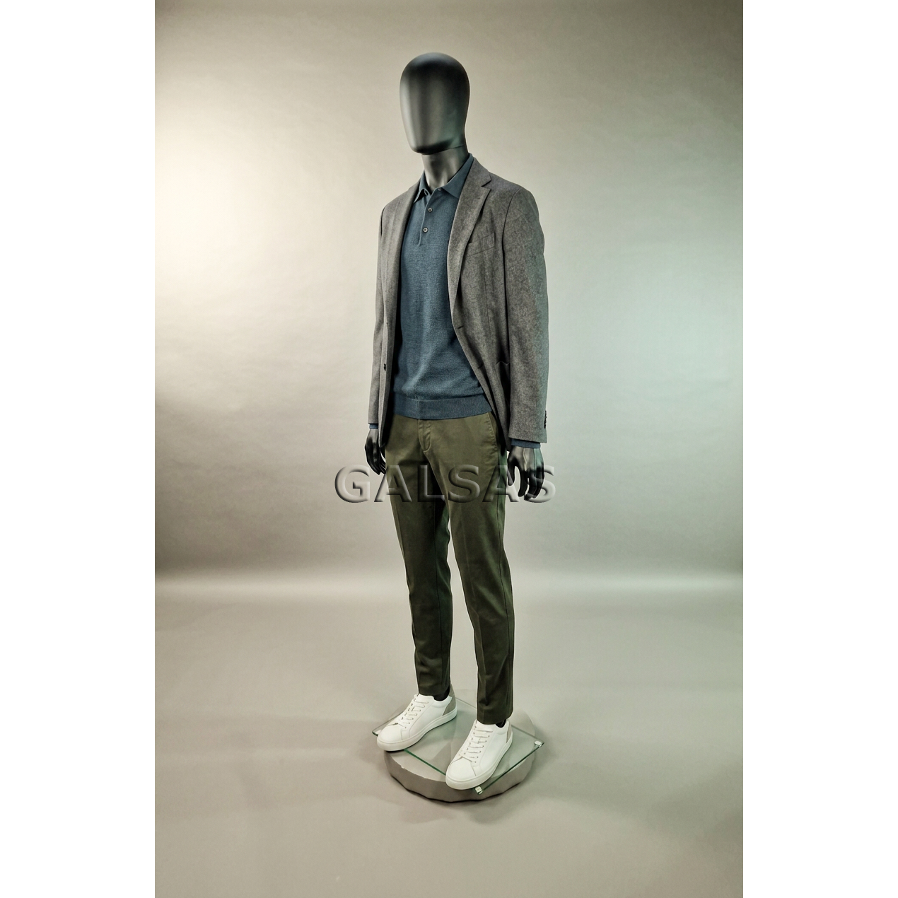 Male Full-Body Mannequin SM1-J-MAT, Matte Black. Plastic. 3