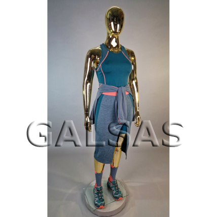XXL-Gold Female Full-Body Mannequin - gold color, featureless face. Plastic 9